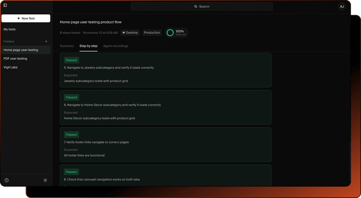 Step by step test breakdowns